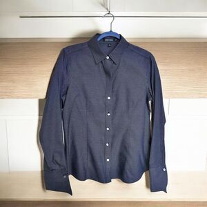 PaperWhite Shirt 8 Women's 100% Cotton Long Sleeve Button-down Black Career Work